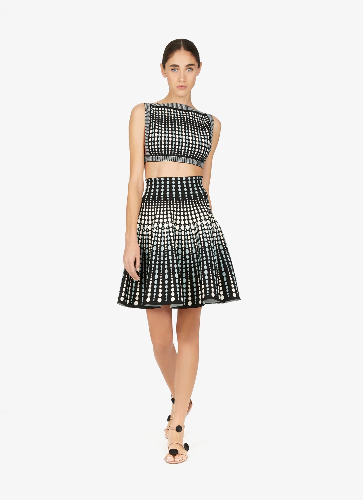 Flared Mesh Skirt ALAÏA BLACK/BLUE FLARED MESH SKIRT